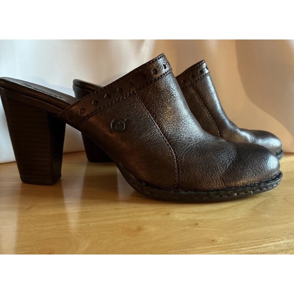Born Bella Heeled Clog Metallic Bronze Size 11